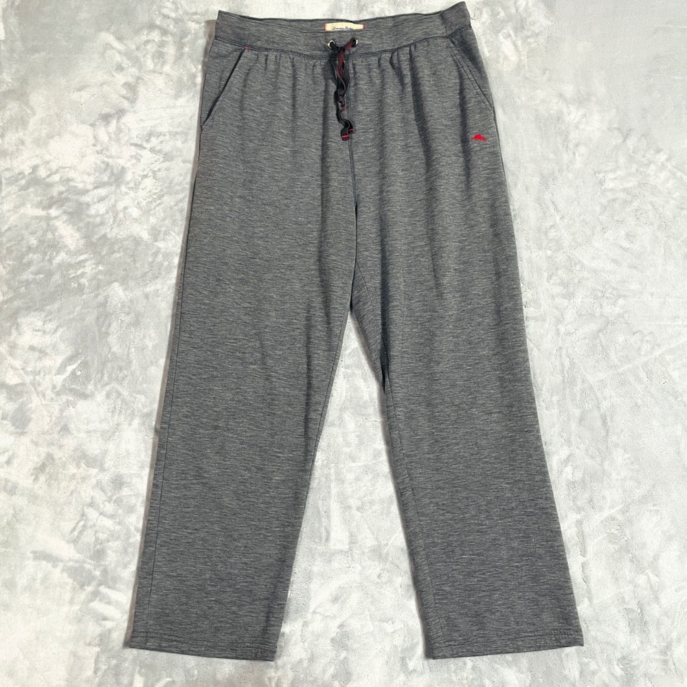 Tommy Bahama Lounge Pants Mens Large Gray Excellent Heathered Knit Open Hem